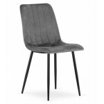 Chaise en velours - lava - gris fonc� - design vintage - structure m�tal - confort optimal