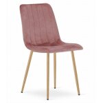 Chaise en velours lava - salle à manger chambre cuisine style rétro pieds métal couleur bois rose Chaise en velours lava - salle à manger chambre cuisine style rétro pieds métal couleur bois rose