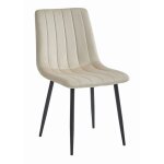 Chaise en velours lava - salle  manger chambre cuisine style rtro pieds mtal noir blanc cass
