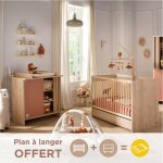 Chambre b�b� compl�te lit b�b� et commode � langer avec claustra - tokyo