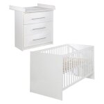 Chambre bb duo roba - maren - lit volutif 70x140 cm + commode  langer compacte - blanc