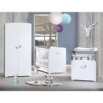 Chambre bb trio leaf: lit 120x60, commode  langer et armoire - babyprice - blanc