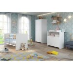 Chambre bébé trio : lit 70 x 140 cm + commode à langer + armoire niko - blanc - trend team Chambre bébé trio : lit 70 x 140 cm + commode à langer + armoire niko - blanc - trend team