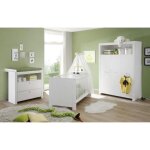 Chambre bébé trio : lit 70 x 140 cm + commode à langer + armoire olivia - blanc - trend team Chambre bébé trio : lit 70 x 140 cm + commode à langer + armoire olivia - blanc - trend team
