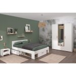 Chambre complte adulte - dream - lit 140x190 / 200 cm + 2 chevets + armoire - dcor blanc et chne - ...