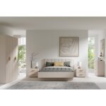 Chambre complte amalie lit 180x200 sommier inclus armoire avec tagres chambre beige design ensemble ...
