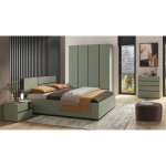 Chambre compl�te design collection havana coloris vert sauge et noir ? lit coffre 160x200 armoire commode ...