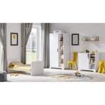 Chambre complète lit bébé évolutif - commode à langer - armoire 1 porte vox leaf blanc et bois Chambre complète lit bébé évolutif - commode à langer - armoire 1 porte vox leaf blanc et bois