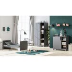 Chambre compl�te lit b�b� �volutif - commode � langer - armoire 1 porte vox leaf gris et bois