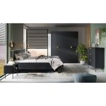 Chambre compl�te mondo ? noir structur� et dor� ? lit coffre 160x200 avec sommier + armoire + commode ...