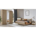 Chambre compl�te vertigo ? lit 160x200 avec sommier 2 chevets armoire 3 portes commode + contour design ...
