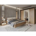 Chambre compl�te vertigo ? lit 160x200 avec sommier 2 chevets armoire 4 portes + contour design