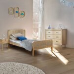 Chambre lit cannage enfant et chevet bois naturel anna 90x190 - bois naturel - terre de nuit Chambre lit cannage enfant et chevet bois naturel anna 90x190 - bois naturel - terre de nuit