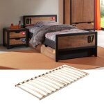 Chambre - tchad - lit 90x200cm - pin massif - sommier inclus - style industriel