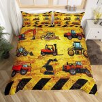 Chantier de construction voiture parure de lit 200x200cm pour enfants pelle camion parure housse de couette ...