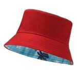 Chapeau bob r�versible - rouge - taille adulte - coton - d�contract�