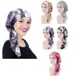 Chapeau de chimio - insfity - turban satin imprim� - 5 couleurs - stretch - 5 pi�ces - keeper