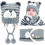 Chapeau enfant 46 - 50cm petit hiver chapeau avec charpe chaud chapeau earflap bb chapeau tricot ...