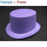 Chapeau gibus haut de forme cylindre - violet pour conscrit junior - fabriqu� en france