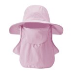 Chapeau de pche pour homme et femme - protection solaire uv - large bord - rose