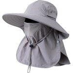 Chapeau de p�cheur pour homme et femme chapeau de soleil � large bord upf 50 + avec couvre - visage et ...
