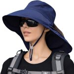Chapeau de soleil - femme - pliable - protection uv - large bord - polyester bleu
