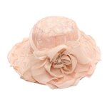Chapeau de soleil - fleur de dentelle - lgant - taille ajustable - n?ud papillon amovible - rose