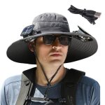 Chapeau de soleil  large bord avec ventilateur solaire intgr bob pour homme impermable gris idal ...