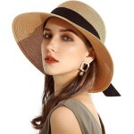 Chapeau de soleil en paille pour femme large bord pliable protection uv upf 50 + noir avec n?ud papillon ... Chapeau de soleil en paille pour femme large bord pliable protection uv upf 50 + noir avec n?ud papillon ...