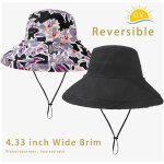 Chapeau de soleil r�versible � large bord pour femme pliable pour l�t� et les voyages avec clip protection ...