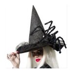 Chapeau femme sorcire noire avec araigne