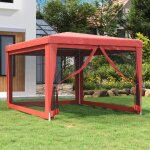 Chapiteau 100 % impermable - winfr - tente de fte - avec 4 parois latrales - en maille rouge 3x4m ...