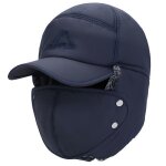 Chapka femme homme - masque amovible - chapka de respirant chaud hiver bleu fonc