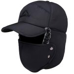 Chapka femme homme - masque amovible - chapka de respirant chaud hiver noir 56 - 58cm