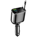 Chargeur allume - cigare 82w 5 - en - 1 avec c�ble usb - c r�tractable 3 ports (pd 30w + qc3. 0 + usb ...