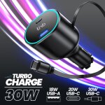 Chargeur allume - cigare - tnb - r�tractable 50w - 1xusb - a qc3. 0 18w - 1xusb - c pd 20w - c�ble usb ...