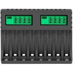Chargeur de batterie cran lcd chargeurs intelligents intelligents  8 emplacements pour piles rechargeables ...