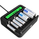Chargeur de batterie universel lcd pour piles rechargeables aaaaacd avec port usb 2a et entre type c ...