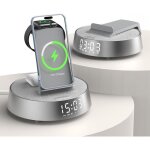 Chargeur induction iphone & apple watch avec radio rveil enceinte bluetooth veilleuse - cadeau idal ...
