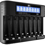 Chargeur de piles aa aaa 8 slots rechargeable chargeur piles pour batterie aa aaa 1. 2v nimh / nicd 1. ...