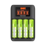 Chargeur piles rechargeables aa et aaa - 4 piles aa minh rechargeables incluses 100%peakpower chargeur ...