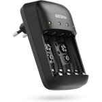 Chargeur de piles rechargeables aa aaa & 9v - chargeur de pile nimh avec 4 emplacements - chargeur piles ...