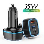 Chargeur prise allume cigare double ports 2 usb2 et 1 usb - c pour xiaomi redmi note 10 5g 35w noir - ...