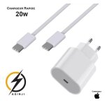 Chargeur rapide 20w + cable usb - c vers usb - c 1m pour iphone 15 / iphone 16 / iphone 17 aginji® store ... Chargeur rapide 20w + cable usb - c vers usb - c 1m pour iphone 15 / iphone 16 / iphone 17 aginji® store ...