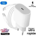 Chargeur rapide 25w - marque - iphone 16 / 15 - cble usb - c 1m - protection surtension - compact