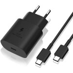 Chargeur rapide 25w - 123 - usb - c - compatible samsung s21 / s20 / note 20 - noir - charge rapide