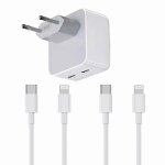 Chargeur rapide 35w double usb c + 2 cbles usb c vers lighting pour ipad 5 2017 - ipad 6 2018 9. 7 couleur ...