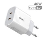 Chargeur rapide 40w type - c usb - double port pd - adaptateur secteur - compatible iphone samsung xiaomi ...