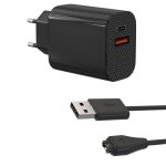 Chargeur secteur 12w + cable compatible avec garmin fenix 8 e 7 7s 7x 6 5 forerunner 965 955 265 255 ...