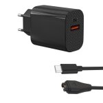 Chargeur secteur 12w + cable usb - c compatible avec garmin fenix 8 7 7s 7x 6 5 forerunner 965 955 265 ...